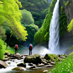 **

"Loenense waterfall in springtime, surrounded by blooming trees, water cascading down rocks, lush green foliage, fully clothed hikers admiring the view, appropriate attire, safe for work, perfect anatomy, correct proportions, professional photography, high quality, family-friendly scene, realistic."

**