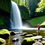 폭포 근처 숲길 산책로 - Calming Waterfall Scene**

"A serene waterfall in Sauerland, Germany, surrounded by lush green fores...